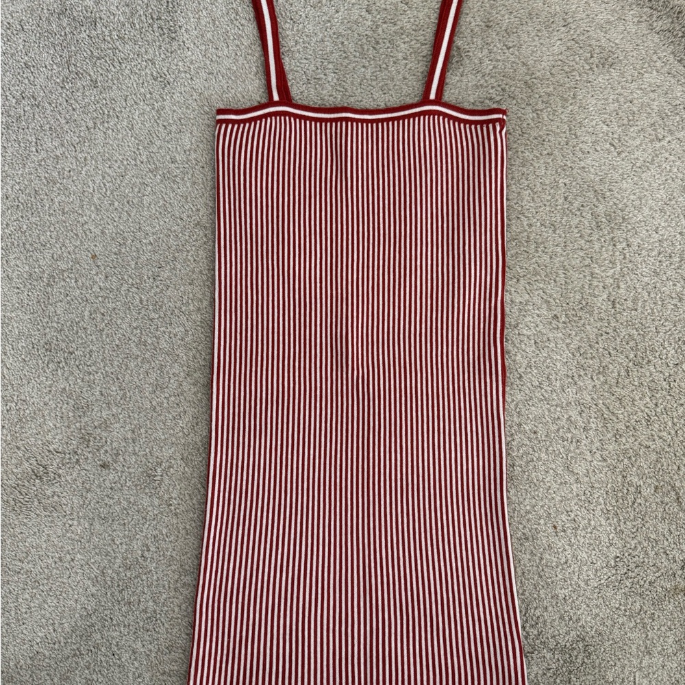 Forever 21 Red and White Striped Bodycon Knit Mini Dress